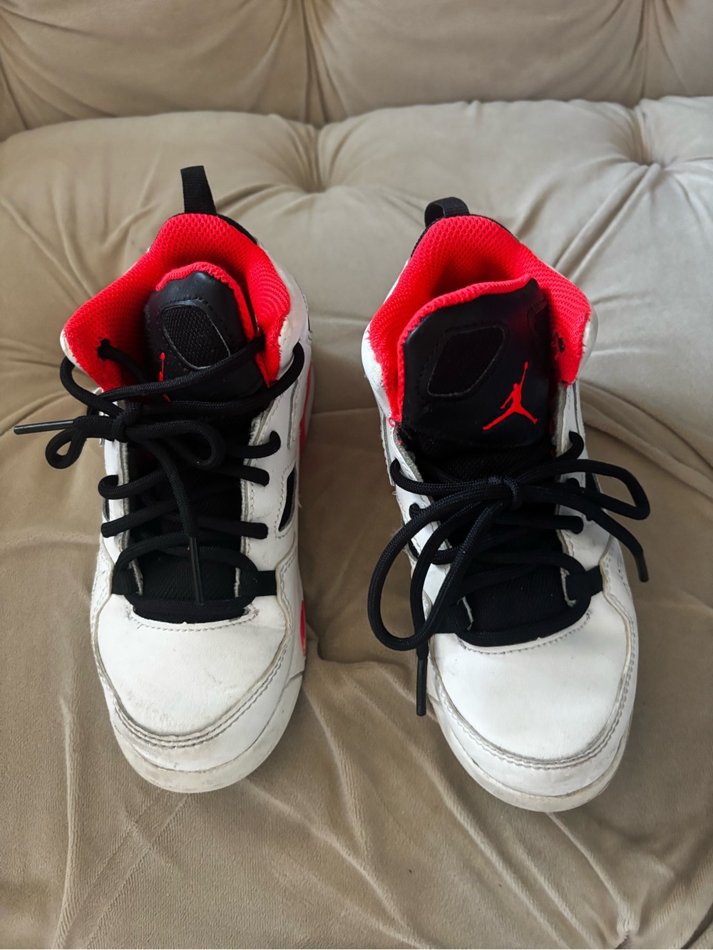 Jordan Kids White, Black & Red High-Top Sneakers